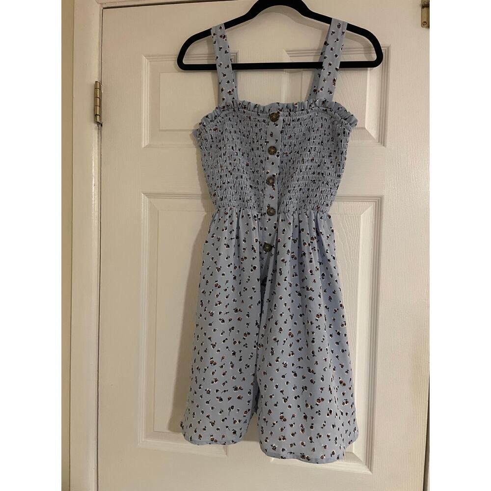 Milkmaid cottagecore floral print sleeveless smocked dress/ long top size medium